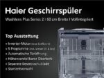 HAIER XI 4C4E1B-84 Washlens Plus Series 2 Geschirrspüler (vollintegrierbar, 597 mm breit, 44 dB (A), C) – Bild 3